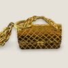 Chanel necklace gold tone CC authentic flap bag pendant