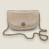Chanel vintage half moon flap bag beige lamsleer push lock