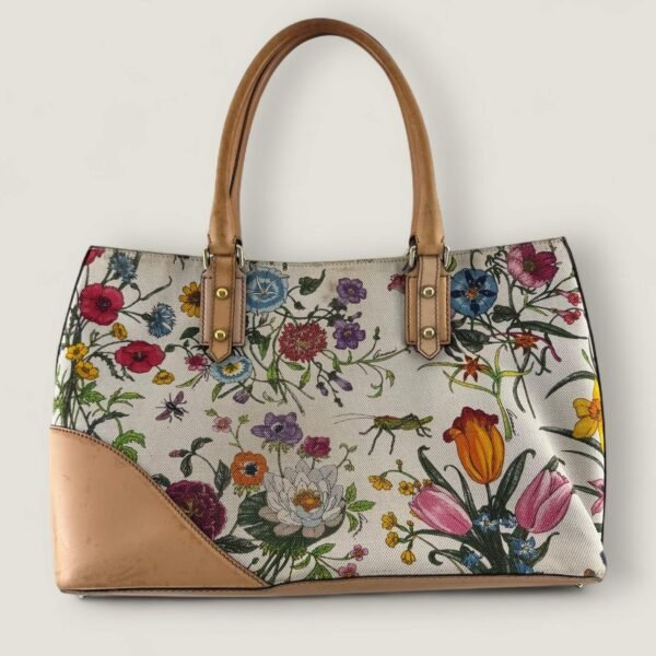 Tweedehands Gucci horsebit flora handtas