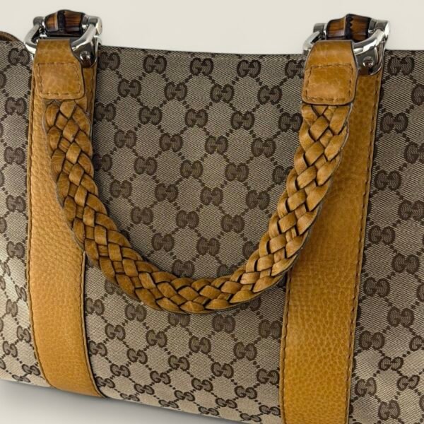 Gucci GG Supreme canvas met leren details tweedehands Gucci GG Supreme canvas met leren details tweedehands