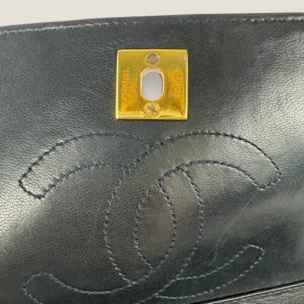 Chanel Double Flap Half Moon logo detail