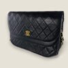 Chanel Double Flap Half Moon schoudertas zwart