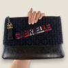 Chanel Gabrielle tweed kalfsleer clutch voorkant