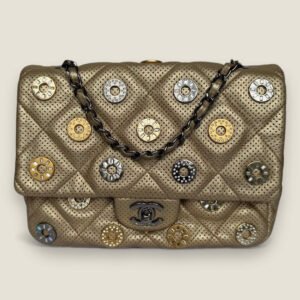 Chanel Paris-Dubai perforated metallic lambskin medals flap