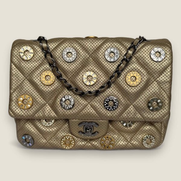 Chanel Paris-Dubai perforated metallic lambskin medals flap