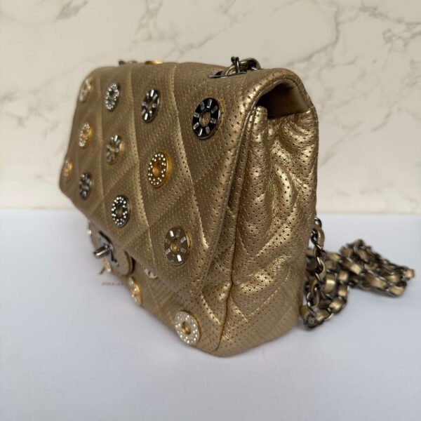 Chanel embellished gold flapbag
