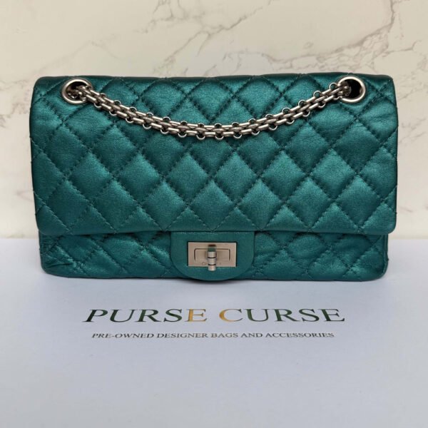 Chanel reissue metallic blauw zilveren hardware