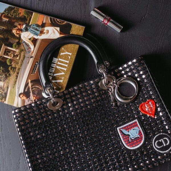 Dior medium metallic tweed patch Diorissimo satchel