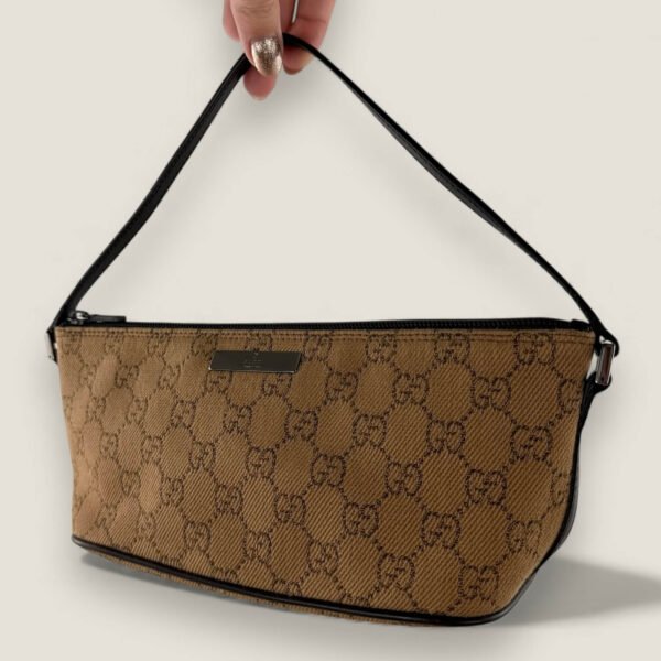 Gucci gg supreme boat bag beige bruin voorkant