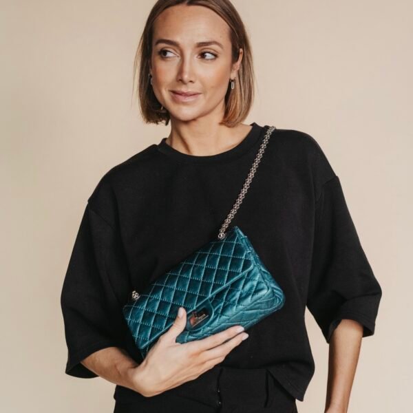 Chanel reissue 225 metallic blauw schoudertas