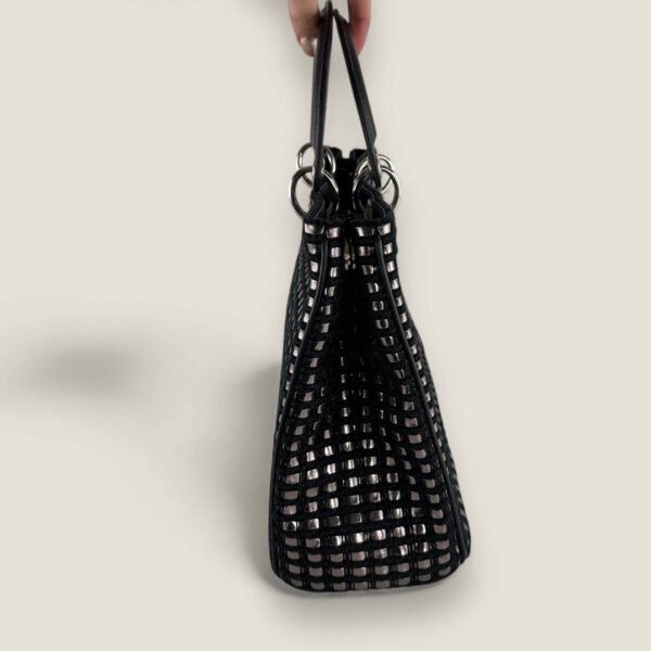 Zijkant authentieke Christian Dior Metallic Tweed Diorissimo Tote