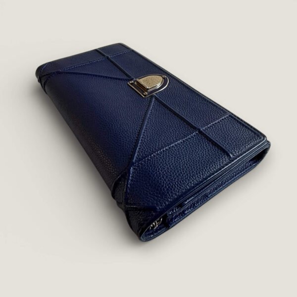 Dior Diorama blue leather wallet on chain on body