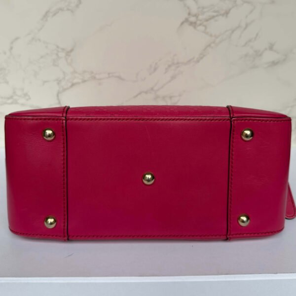 Gucci Diamanté Bright Leather Satchel roze onderzijde