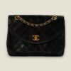 Chanel vintage double chain flap bag black lambskin