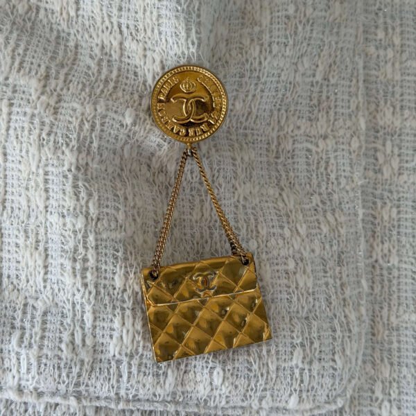 Chanel vintage tasjes broche 24k verguld - pre-owned
