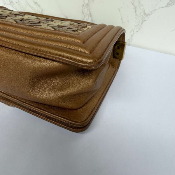 CHANEL | GOLD METALLIC LIMITED EDITION SMALL BOY BAG IN LAMBSKIN WITH CC CUT-OUT DETAILING AND GOLD TONE HARDWARE, 2015