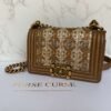 Chanel Brown Small Quilted Metallic Lambskin Interwoven CC Boy Flap Bronze Leather