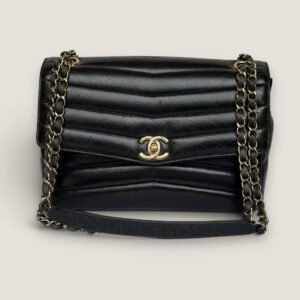 Chanel reversed chevron flap bag