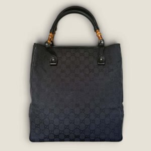 Gucci GG supreme canvas bamboo tote zwart