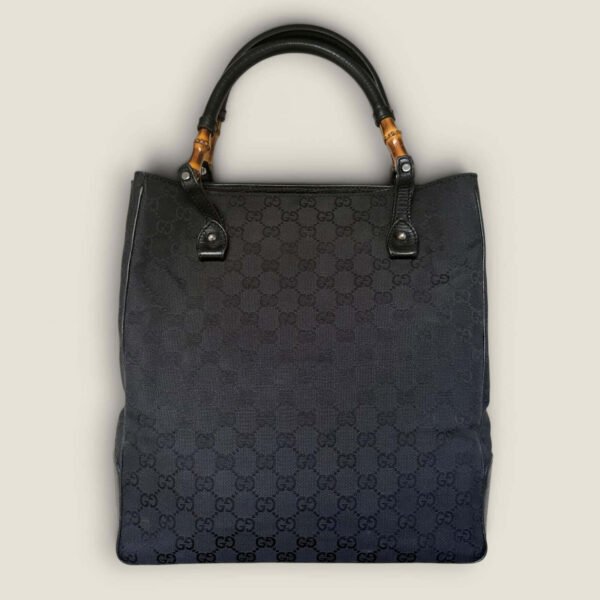 Gucci GG supreme canvas bamboo tote zwart