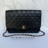 Tweedehands Chanel vintage matelassé single flap donkerblauw lamsleer