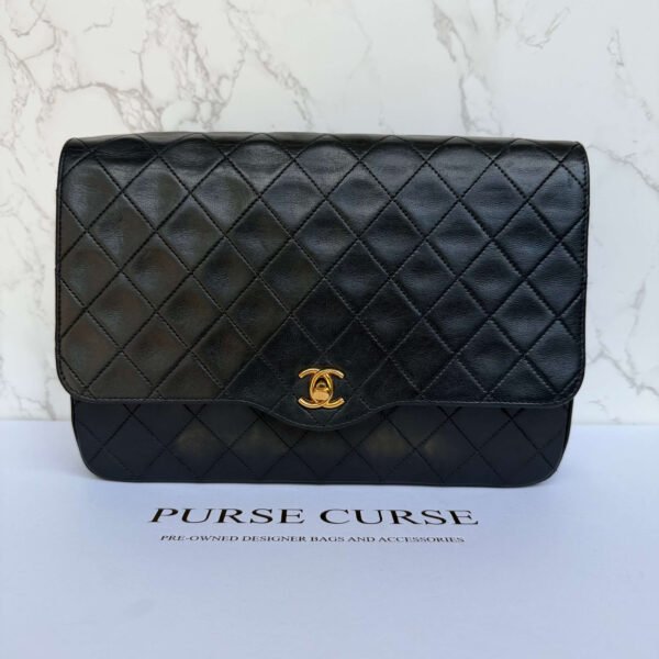 Tweedehands vintage Chanel schoudertas lamsleer