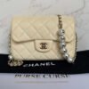 Chanel small quilted lambskin my precious pearl chain flap - pre-owned Chanel small quilted lambskin my precious pearl chain flap - pre-owned