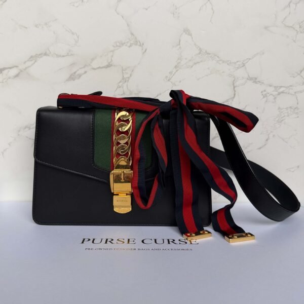 Gucci small Sylvie zwart leer