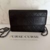 Chanel Black Quilted Lambskin Embossed LAX Wallet On Chain zwart lamsleer close up