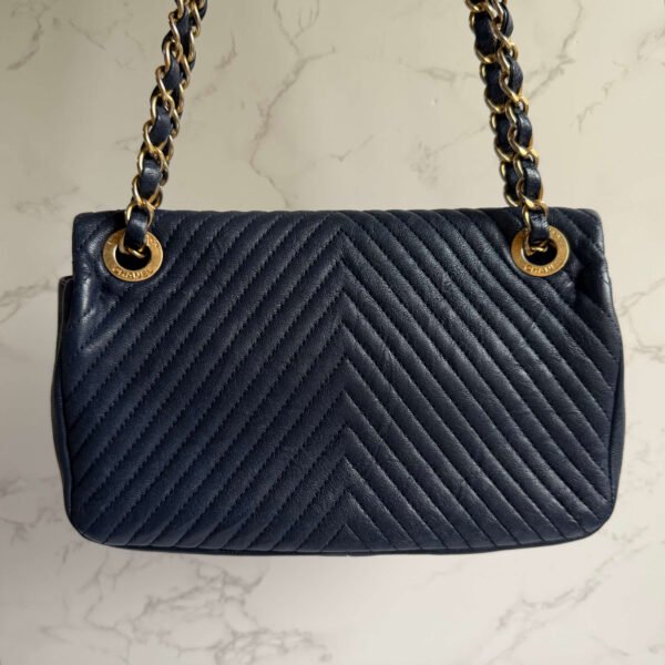 Chanel chevron wrinkled calfskin surpiqué flap bag