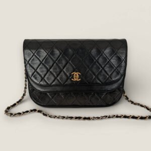 Chanel double flap half moon zwart - pre-owned