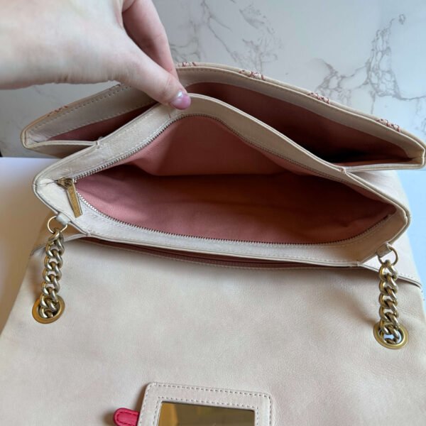Chanel jumbo calfskin flap bag beige inside