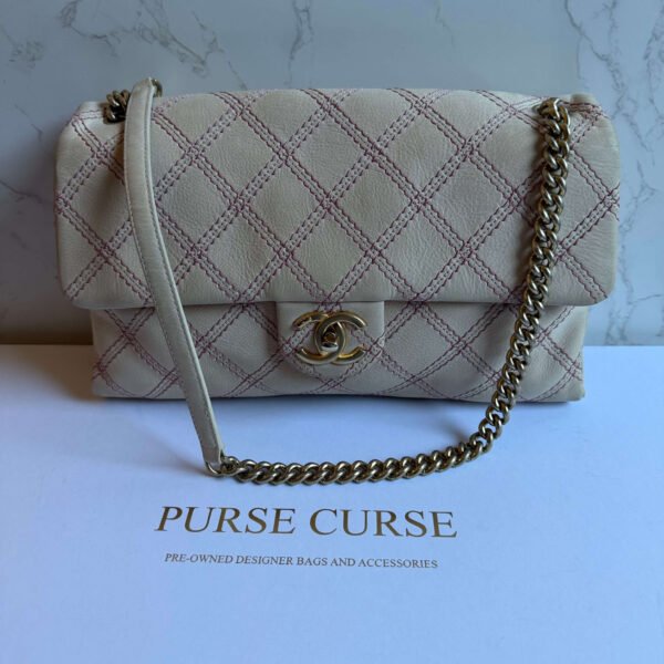 Chanel jumbo flap bag beige calfskin gold hardware