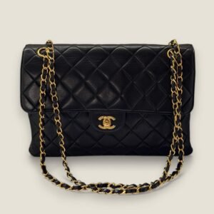 Chanel Jumbo double sided flap bag zwart lamsleer