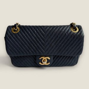 Chanel small chevron wrinkled calfskin surpiqué flap bag medallion charm