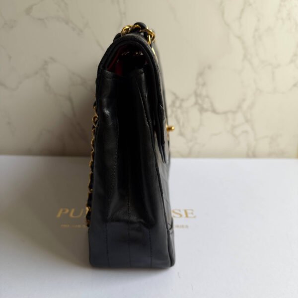 Chanel vintage Chanel tas zwart lamsleer quilted patroon