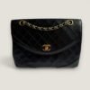 Chanel vintage double chain flap bag zwart lamsleer