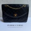 Chanel vintage double chain flap bag zwart lamsleer goud hardware