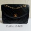 Chanel vintage tas zwart lamsleer met chain strap goud