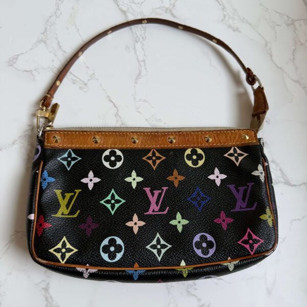 Louis Vuitton Takashi Murakami multicolor pochette accessoires zwart vintage