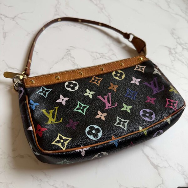 Louis Vuitton multicolor pochette accessoires black murakami