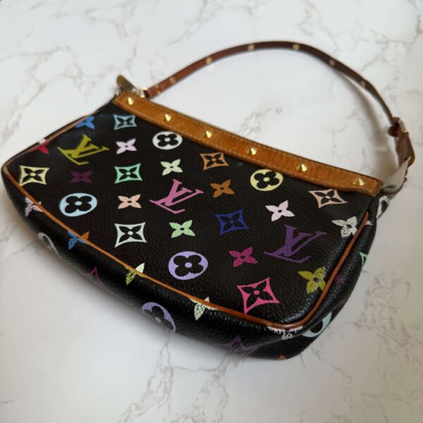 Louis Vuitton x Takashi Murakami multicolor pochette accessoires zwart