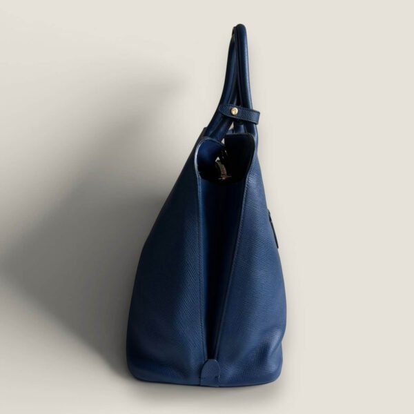 Prada saffiano cuir blue tote bag