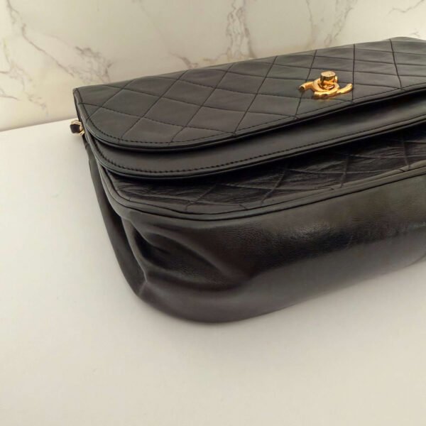 Pre-loved Chanel double half moon flap lambskin black