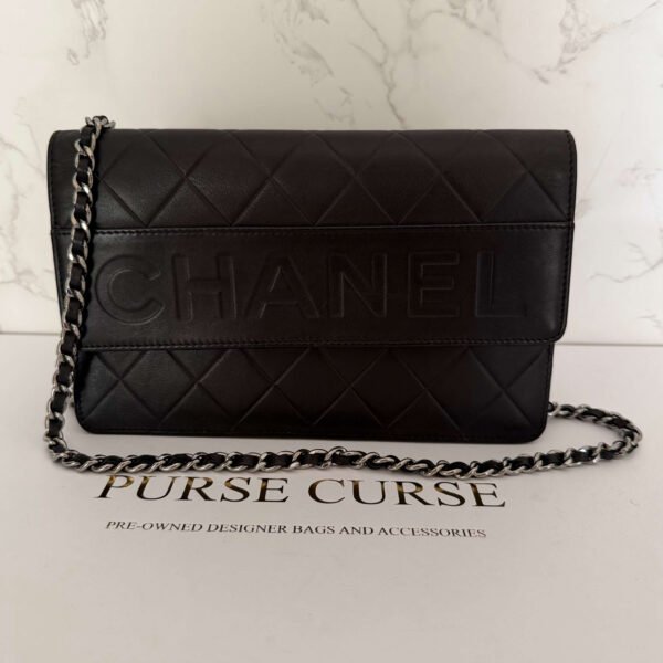 Preloved Chanel wallet on chain zwart leer